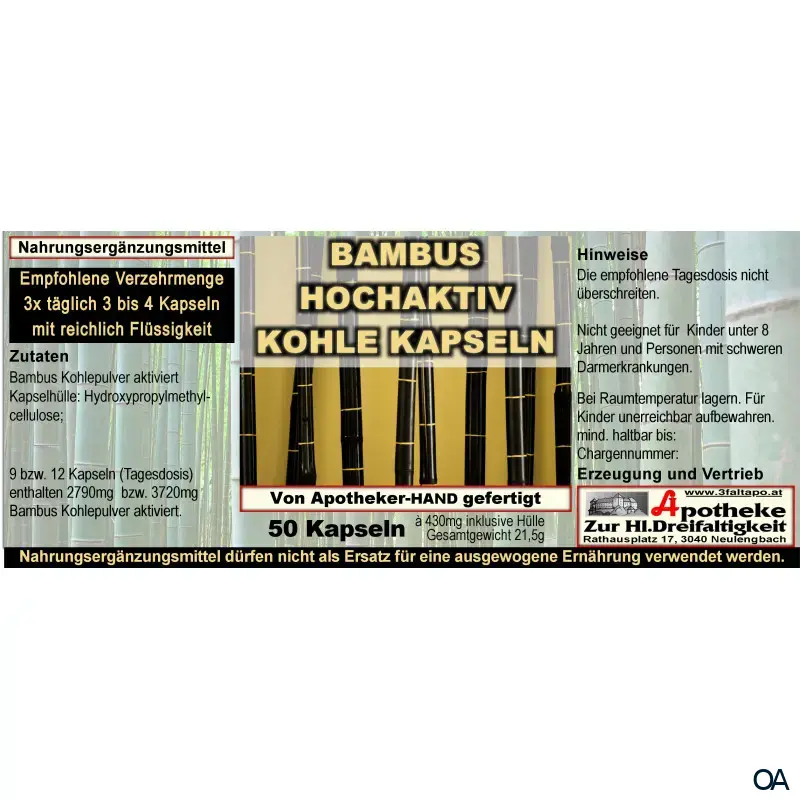 Bambus Hochaktiv Kohle Kapseln