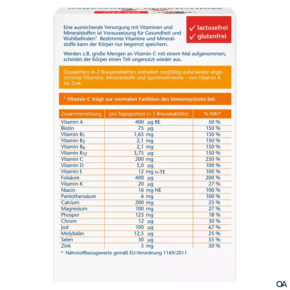 Doppelherz aktiv A-Z Brausetabletten Multivitamin + Mineralien, 6 x 15 Stück