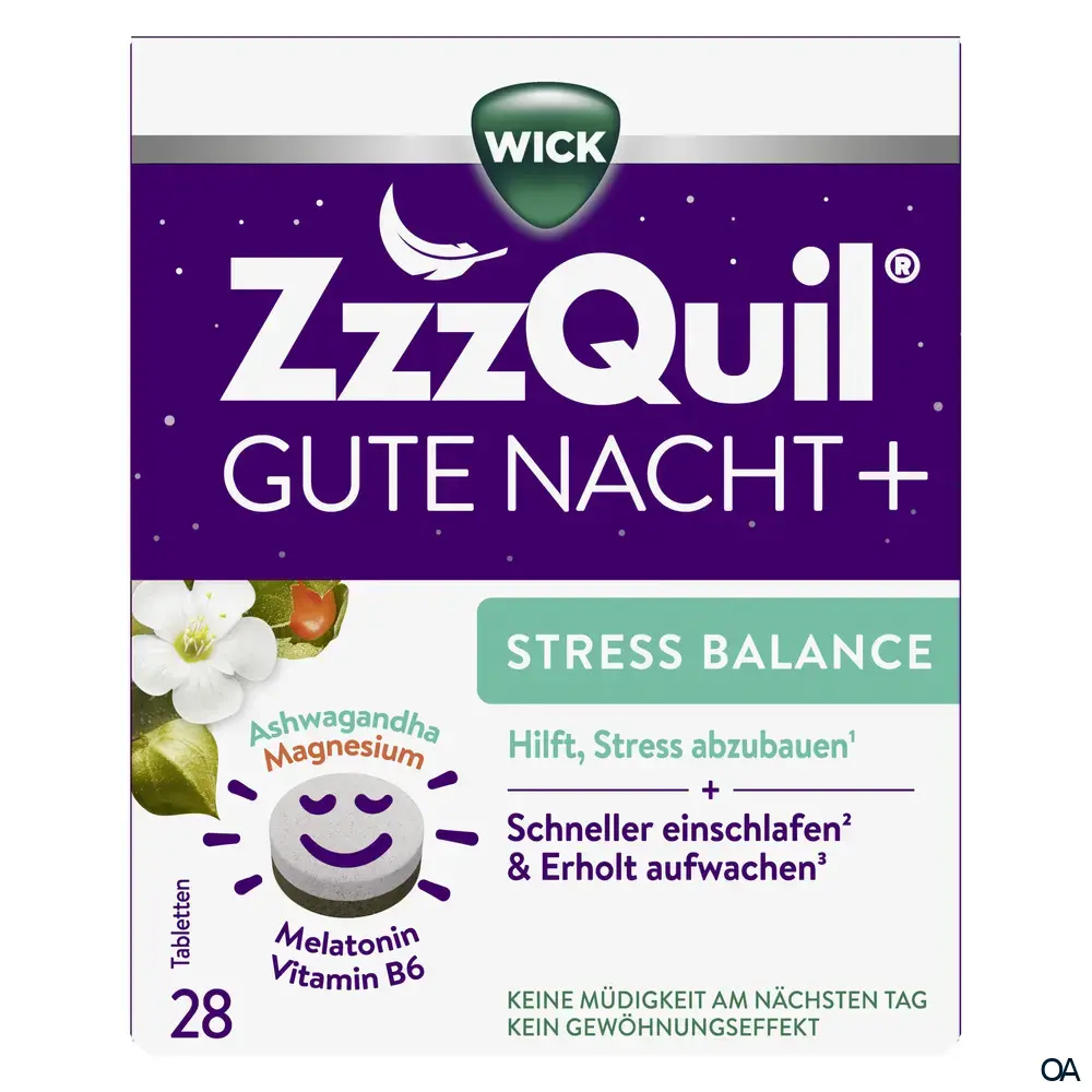WICK ZzzQuil® Gute Nacht + Stress Balance Tabletten