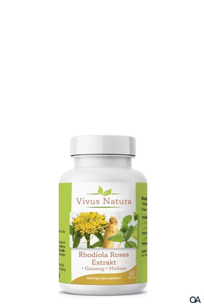 Vivus Natura Rhodiola Rosea Extrakt (+ Ginseng + Melisse) Kapseln Vivus Natura Rhodiola Rosea Extrakt (+ Ginseng + Melisse) Kapseln