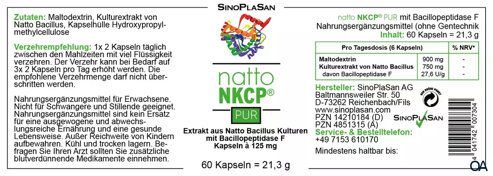 SinoPlaSan Natto NKCP PUR 125 mg Kapseln SinoPlaSan Natto NKCP PUR 125 mg Kapseln
