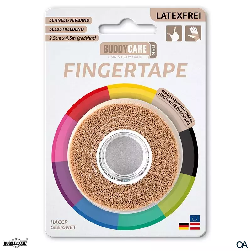 BUDDYCARE® MED Fingertape Hautfarben 2,5 cm x 4,5 m BUDDYCARE® MED Fingertape Hautfarben 2,5 cm x 4,5 m