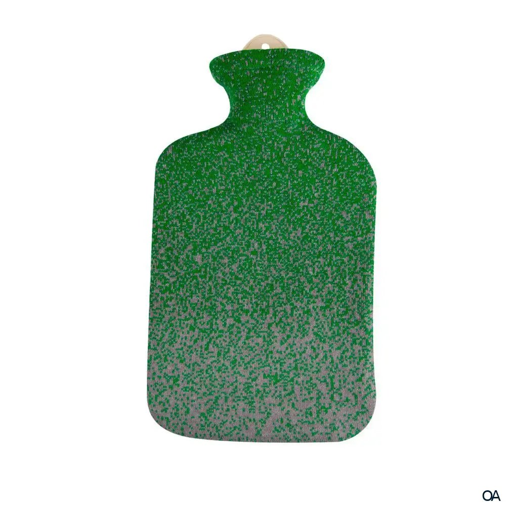 Sänger Wärmflasche mit Strickbezug aus Baumwolle "Pixel Grün" - 2,0L