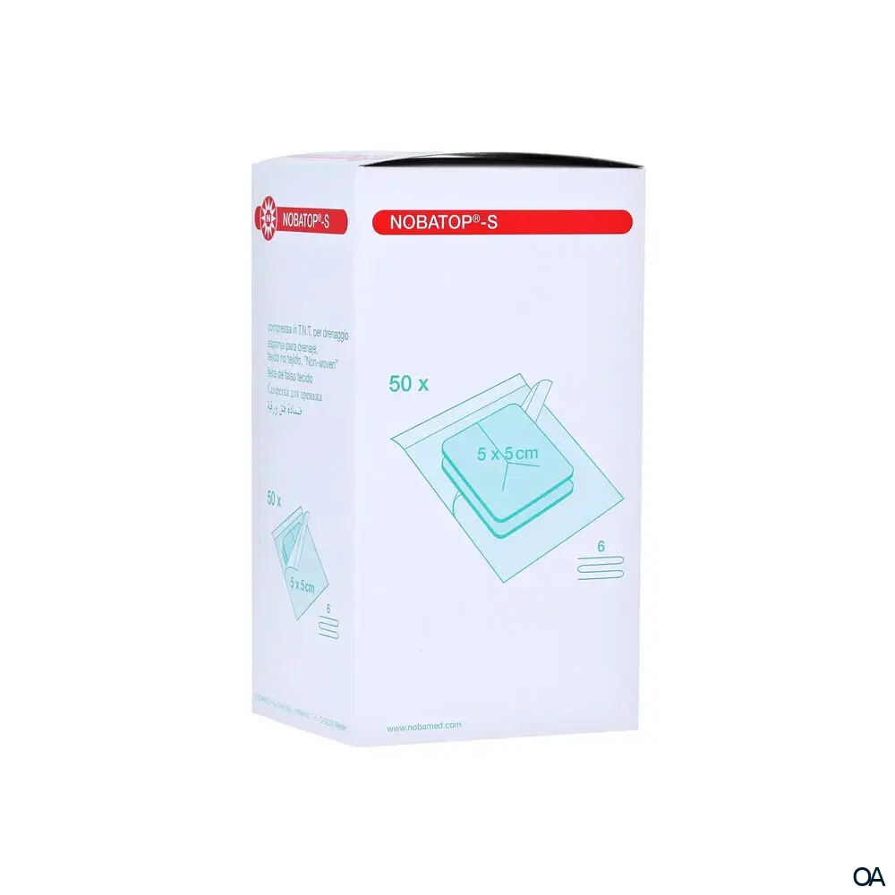 NOBATOP®-S Schlitzkompresse 6-fach, steril, 5 x 5 cm, 50 x 2 Stück