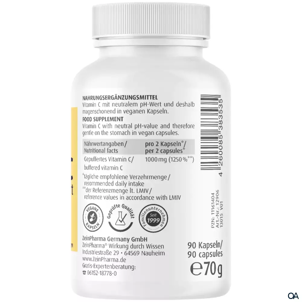 ZeinPharma Vitamin C gepuffert 500 mg Kapseln ZeinPharma Vitamin C gepuffert 500 mg Kapseln