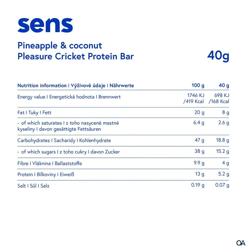 SENS Pleasure Proteinriegel mit Grillenmehl - Ananas & Kokosnuss