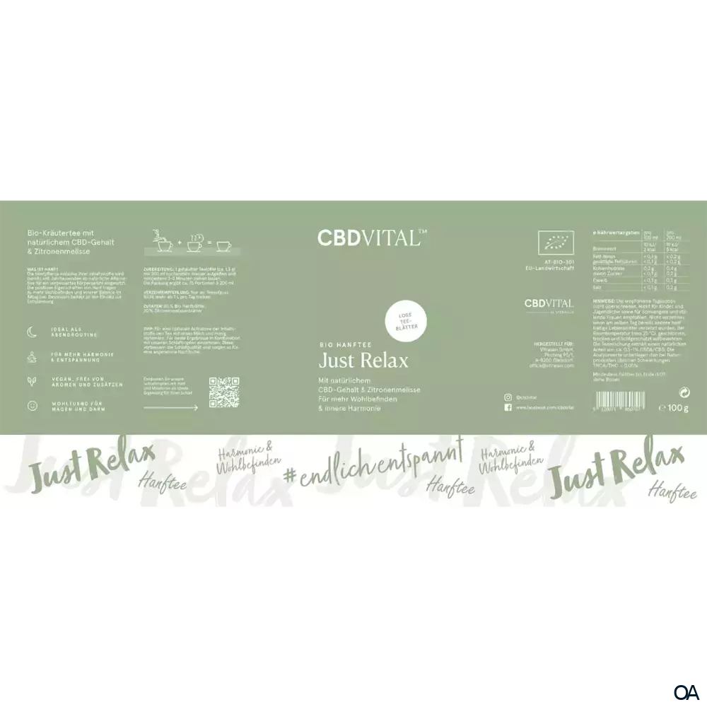 CBD VITAL Bio Hanftee Just Relax, loser Tee CBD VITAL Bio Hanftee Just Relax, loser Tee