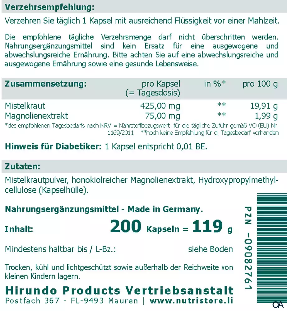 The Nutri Store Mistel Magnolienextrakt Kapseln
