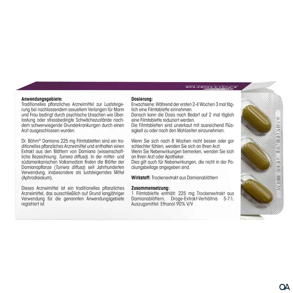 Dr. Böhm® Damiana 225 mg Filmtabletten Dr. Böhm® Damiana 225 mg Filmtabletten