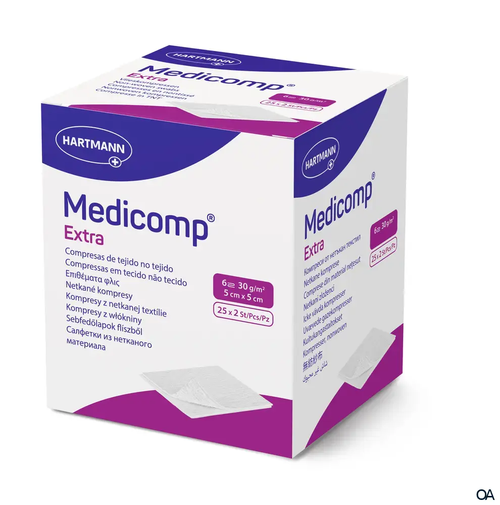 Medicomp® extra steril Vliesstoffkompressen 6-fach, 5 x 5 cm, 25 x 2 Stück