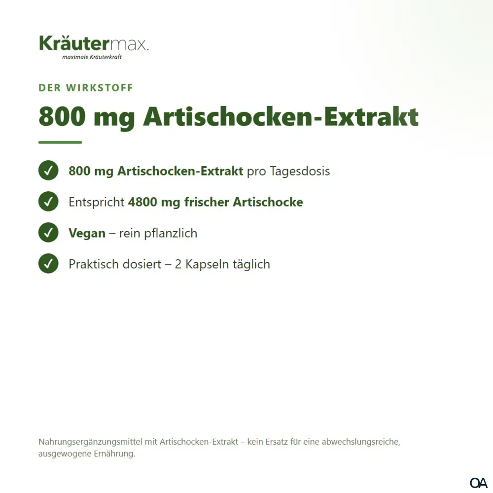 Kräutermax Artischockenextrakt 800 mg Kapseln
