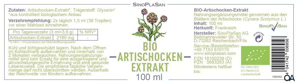 SinoPlaSan BIO Artischocken-Extrakt Tropfen SinoPlaSan BIO Artischocken-Extrakt Tropfen