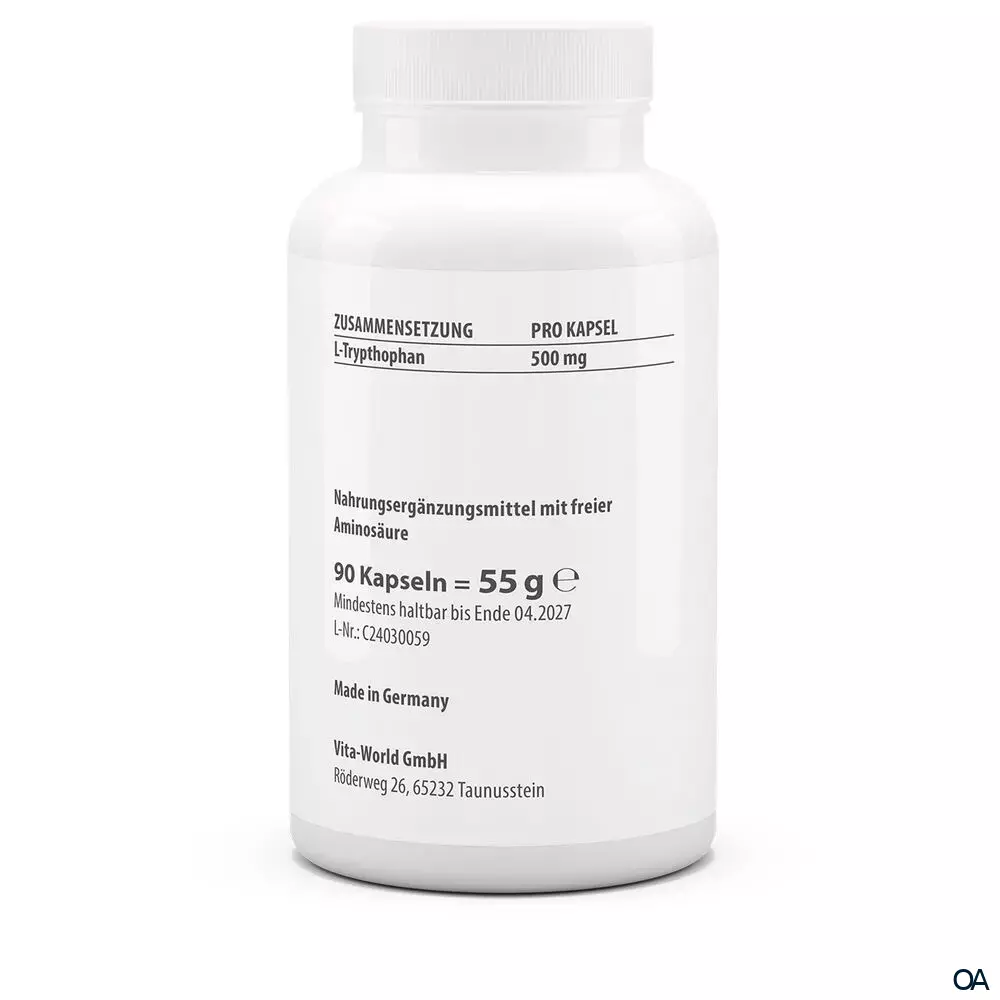 Vitaworld L-Tryptophan 500 mg Kapseln