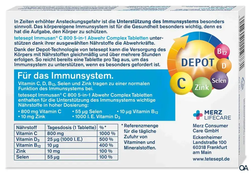 tetesept Immusan® C 800 5 in 1 Abwehr Complex Depot-Tabletten tetesept Immusan® C 800 5 in 1 Abwehr Complex Depot-Tabletten
