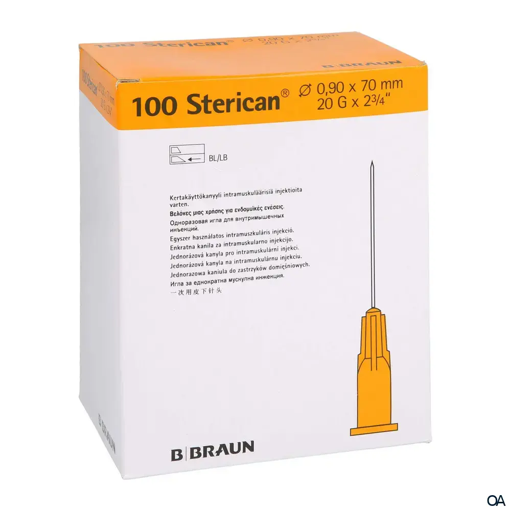 Sterican® Tief-Intramuskulär G20 x 2 3/4", Ø 0,90 x 70 mm, gelb