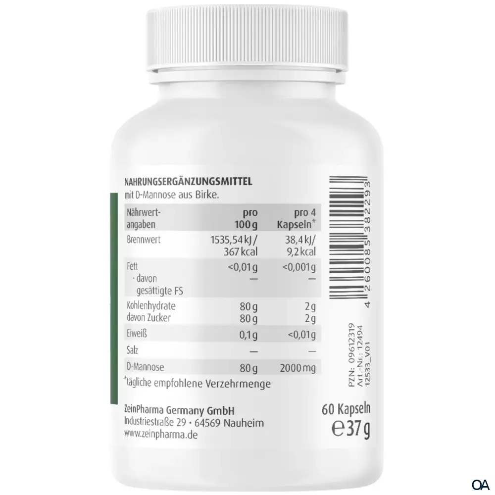 ZeinPharma Natural D-Mannose 500 mg Kapseln