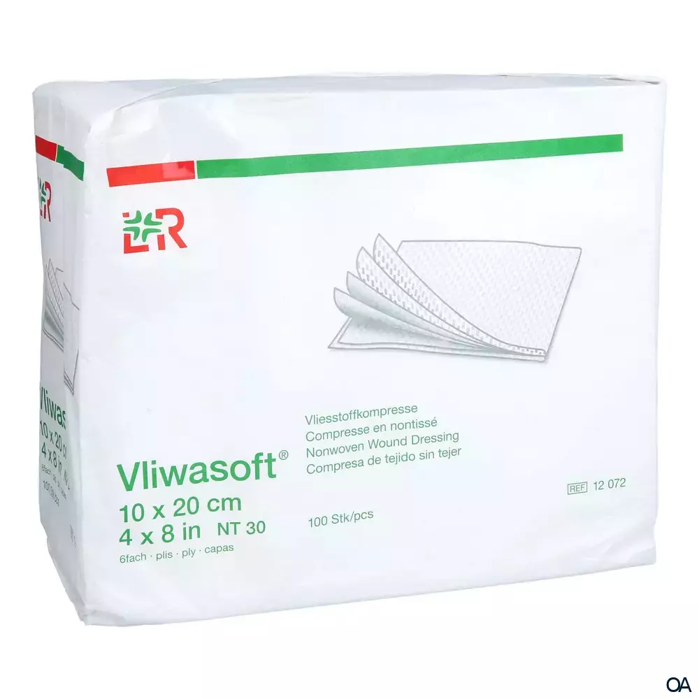 Vliwasoft® Vliesstoffkompressen, unsteril, 6-lagig, 10 x 20 cm