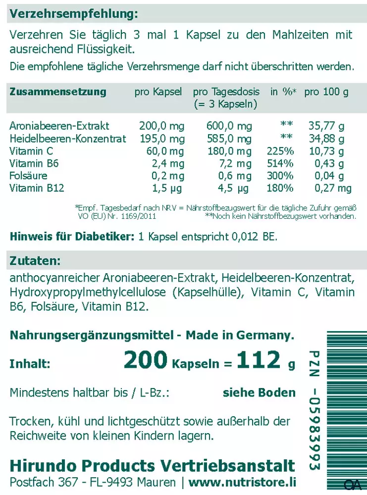 The Nutri Store Aronia Apfelbeeren Kapseln The Nutri Store Aronia Apfelbeeren Kapseln