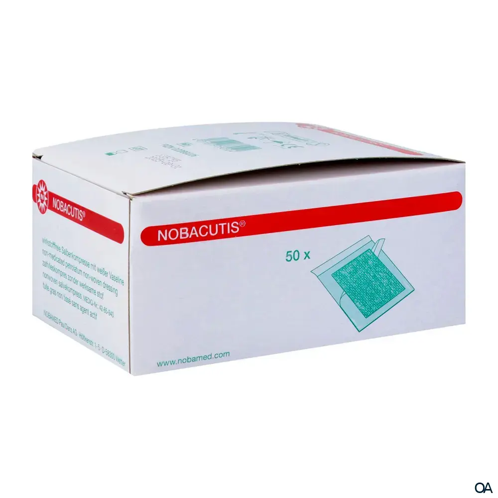 Nobacutis® wirkstofffreie Salbenkompresse mit weißer Vaseline steril, 10 x 20 cm