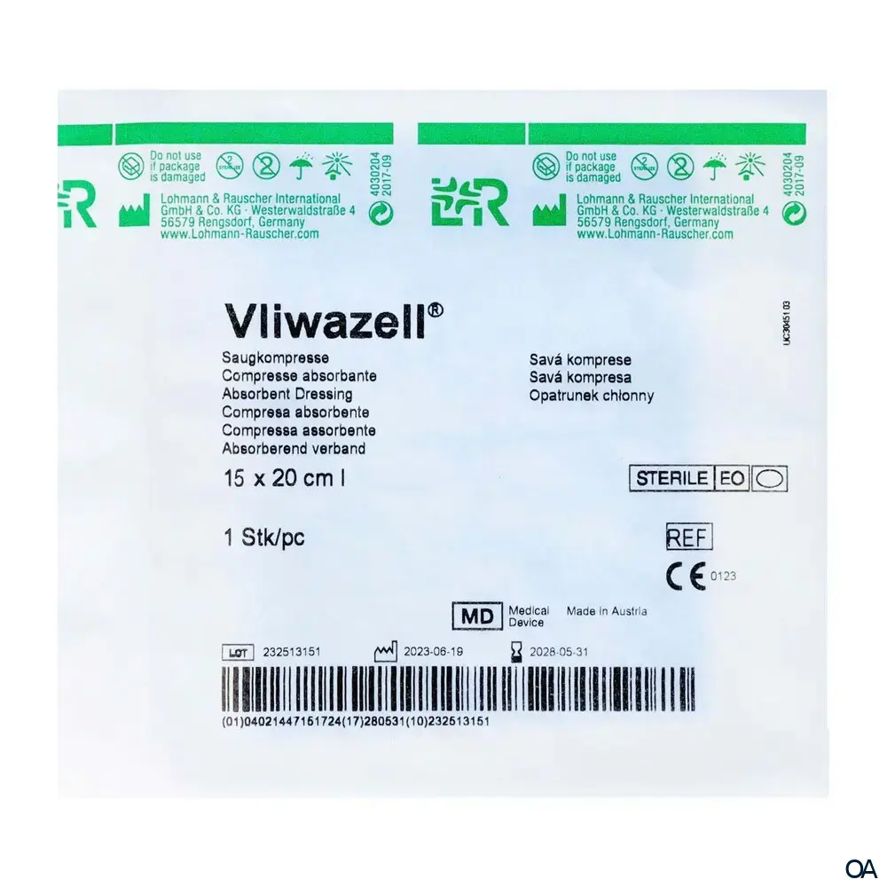 Vliwazell® Saugkompressen steril, 15 x 20 cm Vliwazell® Saugkompressen steril, 15 x 20 cm
