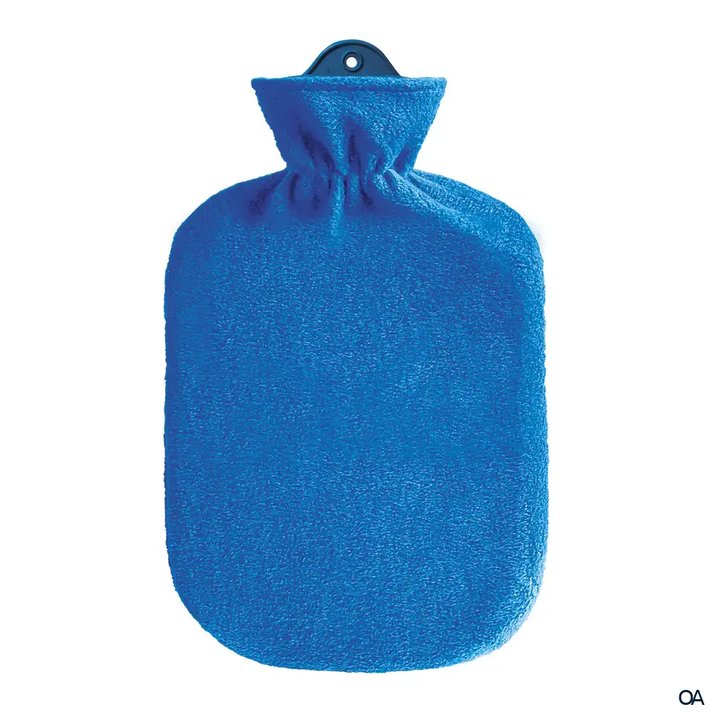 Sänger Wärmflasche mit klassischem Flauschbezug, blau - 2,0L