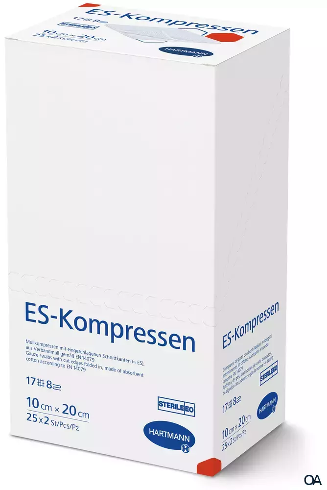 ES-Kompressen 8fach, steril eingesiegelt zu 2 Stück, 10 x 20 cm