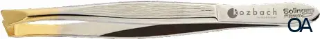 Kozbach Pharma 21 Pinzette, schräg 7,5 cm, Spitze vergoldet Kozbach Pharma 21 Pinzette, schräg 7,5 cm, Spitze vergoldet