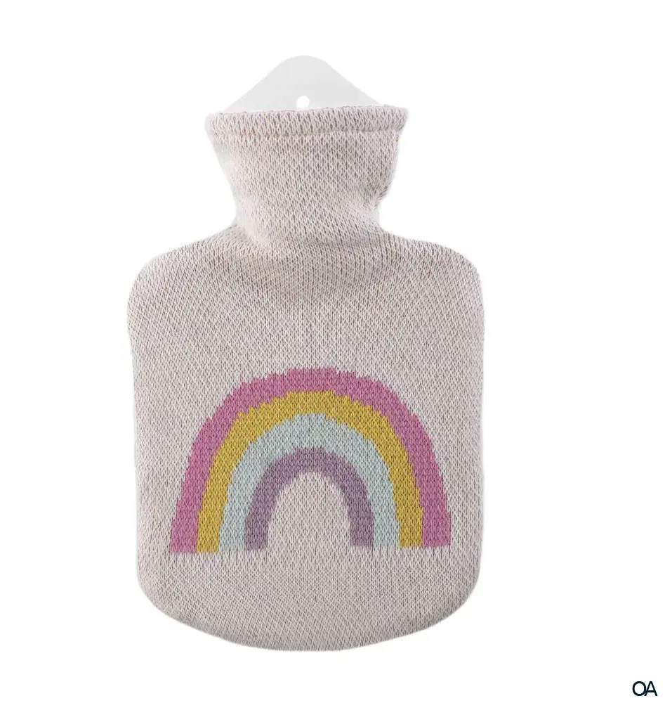 Sänger Kinder Wärmflasche mit Strickbezug aus Baumwolle "Regenbogen" - 0,8L