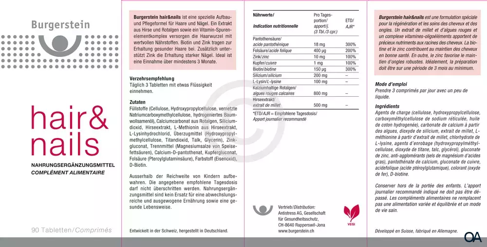 Burgerstein hair&nails Tabletten Burgerstein hair&nails Tabletten