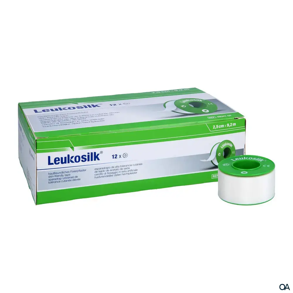 Leukosilk® Hautfreundliches Fixierpflaster, 2,5 cm x 9,2 m