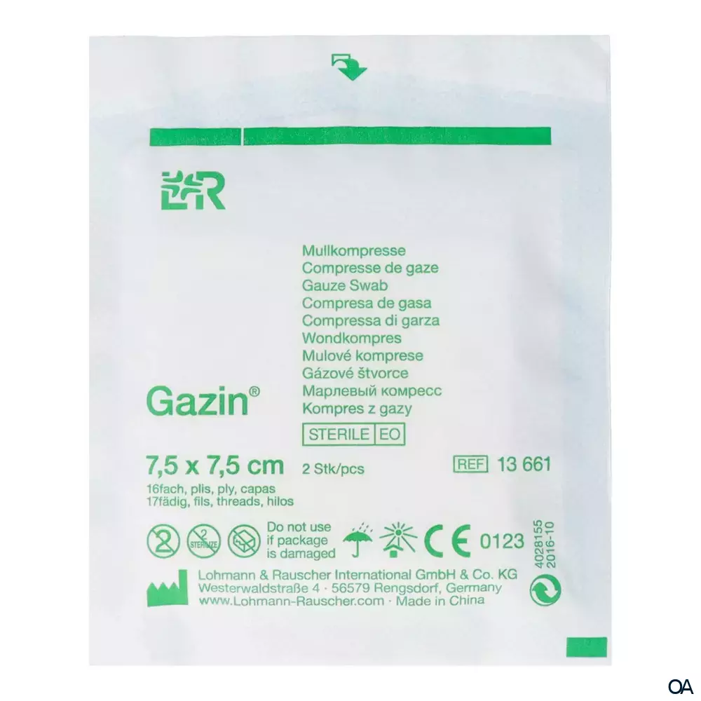 Gazin® Mullkompressen steril, 16-fach, 17-fädig, 7,5 x 7,5 cm Gazin® Mullkompressen steril, 16-fach, 17-fädig, 7,5 x 7,5 cm