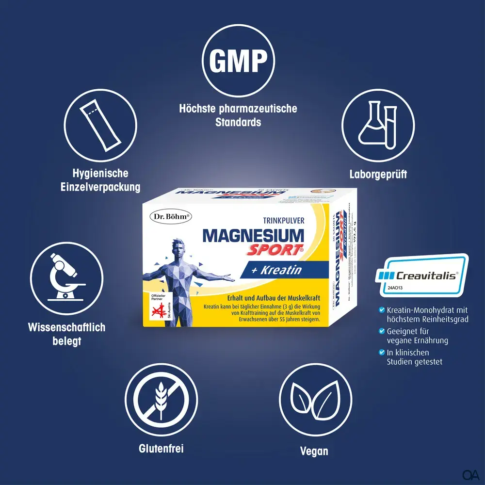 Dr. Böhm® Magnesium Sport® + Kreatin Trinkpulver Sachets