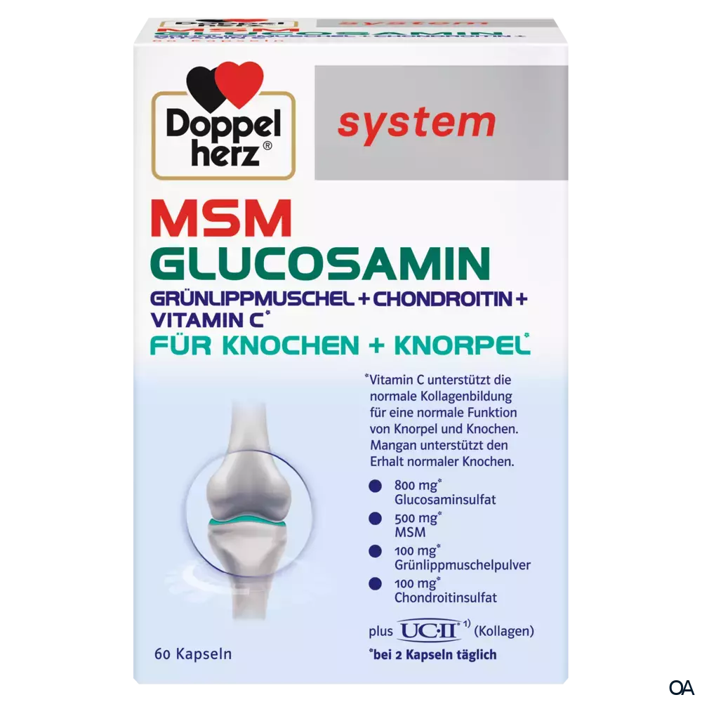Doppelherz system MSM Glucosamin GRÜNLIPPMUSCHEL + CHONDROITIN + VITAMIN C Kapseln Doppelherz system MSM Glucosamin GRÜNLIPPMUSCHEL + CHONDROITIN + VITAMIN C Kapseln