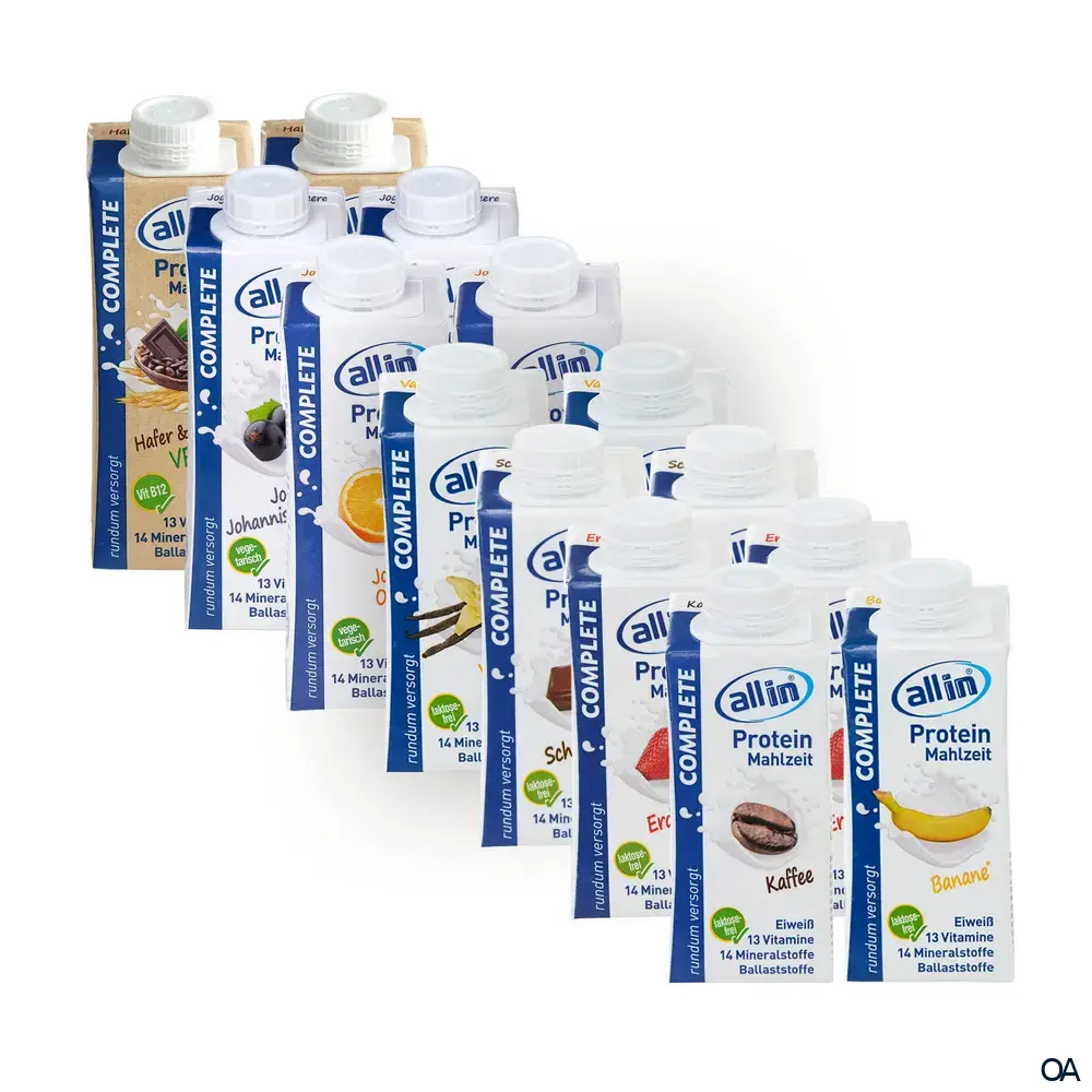 all in® 8er MIX alle COMPLETE Sorten (14 x 200/250ml)