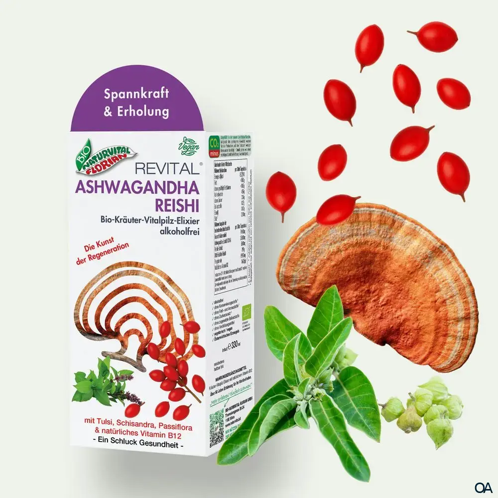 Bio Naturvital Florian Revital Ashwagandha Reishi Bio-Kräuter-Vitalpilz-Elixier