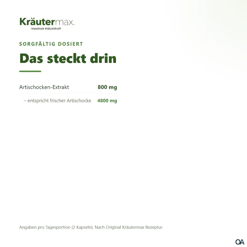 Kräutermax Artischockenextrakt 800 mg Kapseln