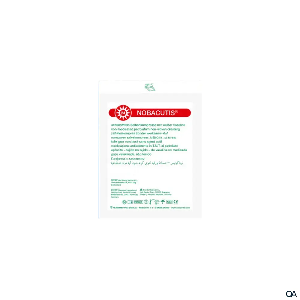 Nobacutis® wirkstofffreie Salbenkompresse mit weißer Vaseline steril, 7,5 x 7,5 cm
