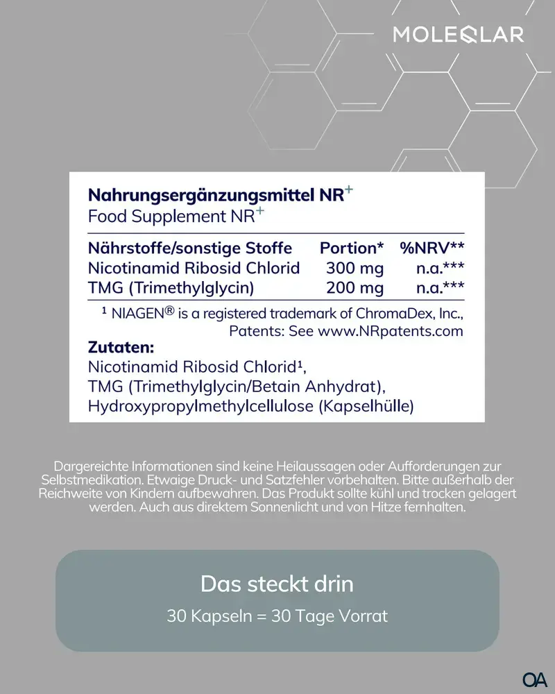 MoleQlar Longevity NR+ (Nicotinamid Ribosid + TMG) Kapseln
