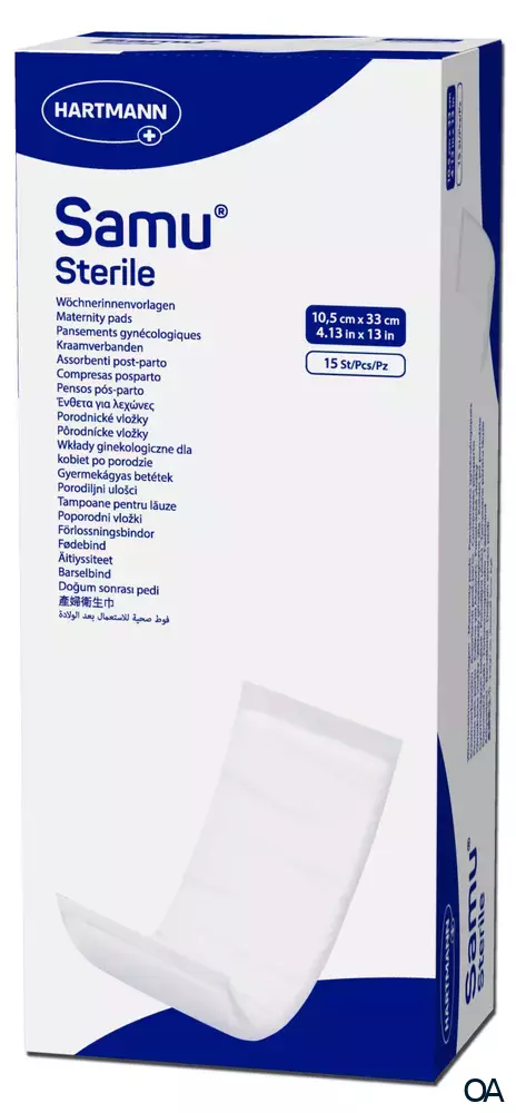 Samu® Sterile Maxi Wöchnerinnenvorlagen 10,5 x 33 cm, einzeln verpackt Samu® Sterile Maxi Wöchnerinnenvorlagen 10,5 x 33 cm, einzeln verpackt