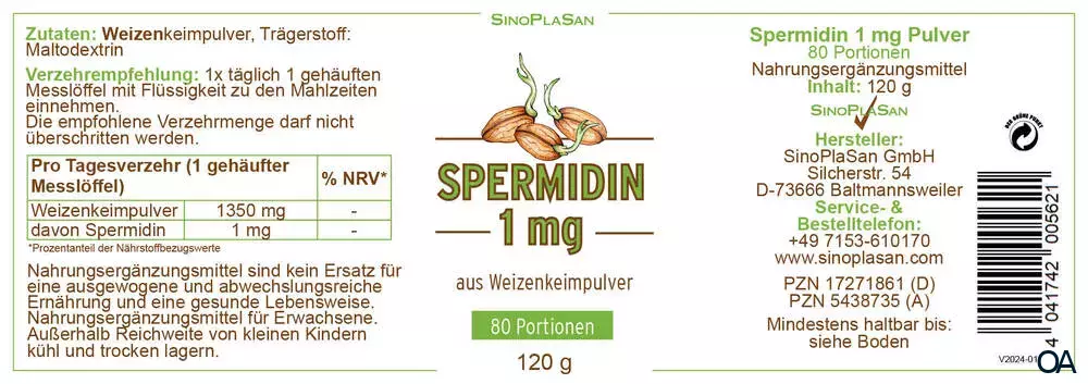 SinoPlaSan Spermidin 1 mg Pulver SinoPlaSan Spermidin 1 mg Pulver