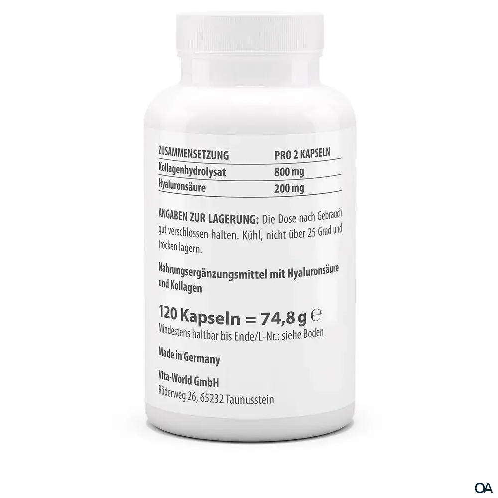 Vitaworld Hyaluronsäure 100 + Kollagen 400 Kapseln