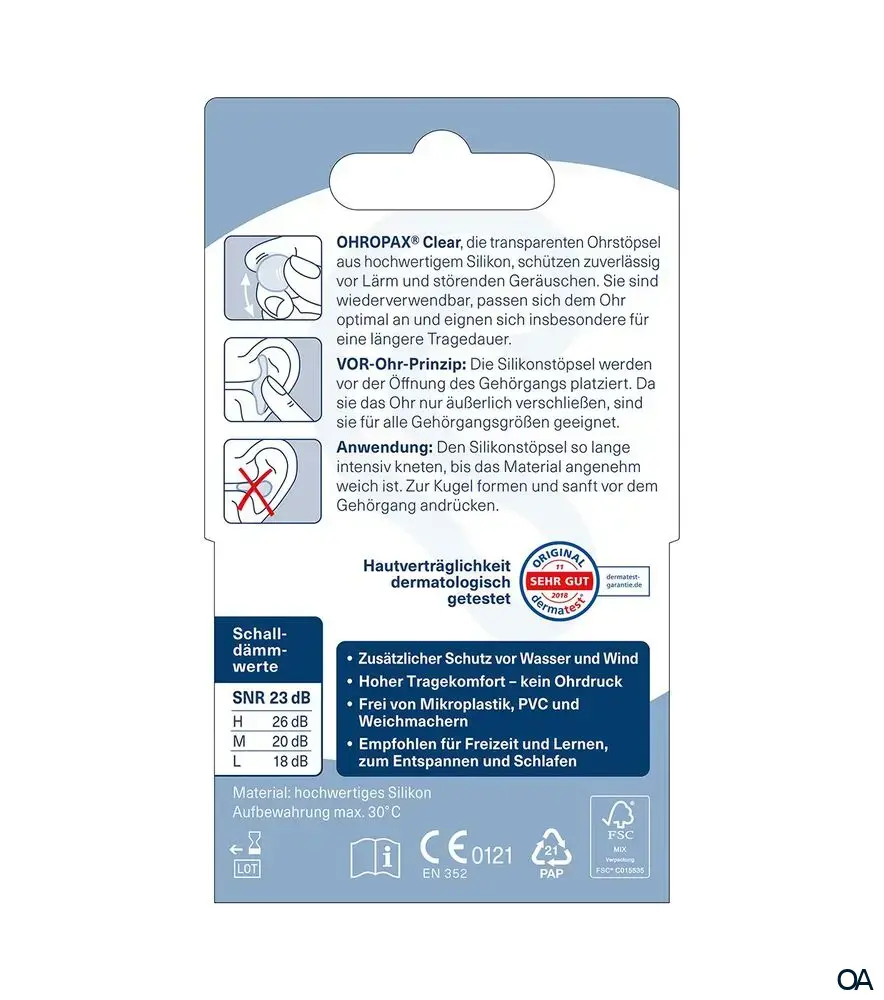 Ohropax Clear Silicon Gehörschutzstöpsel Ohropax Clear Silicon Gehörschutzstöpsel