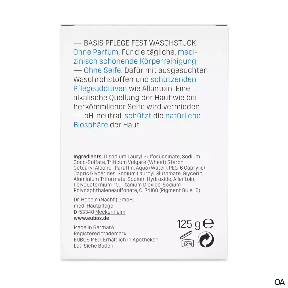 Eubos FEST WASCHSTÜCK BLAU - PARFÜM-FREI Eubos FEST WASCHSTÜCK BLAU - PARFÜM-FREI