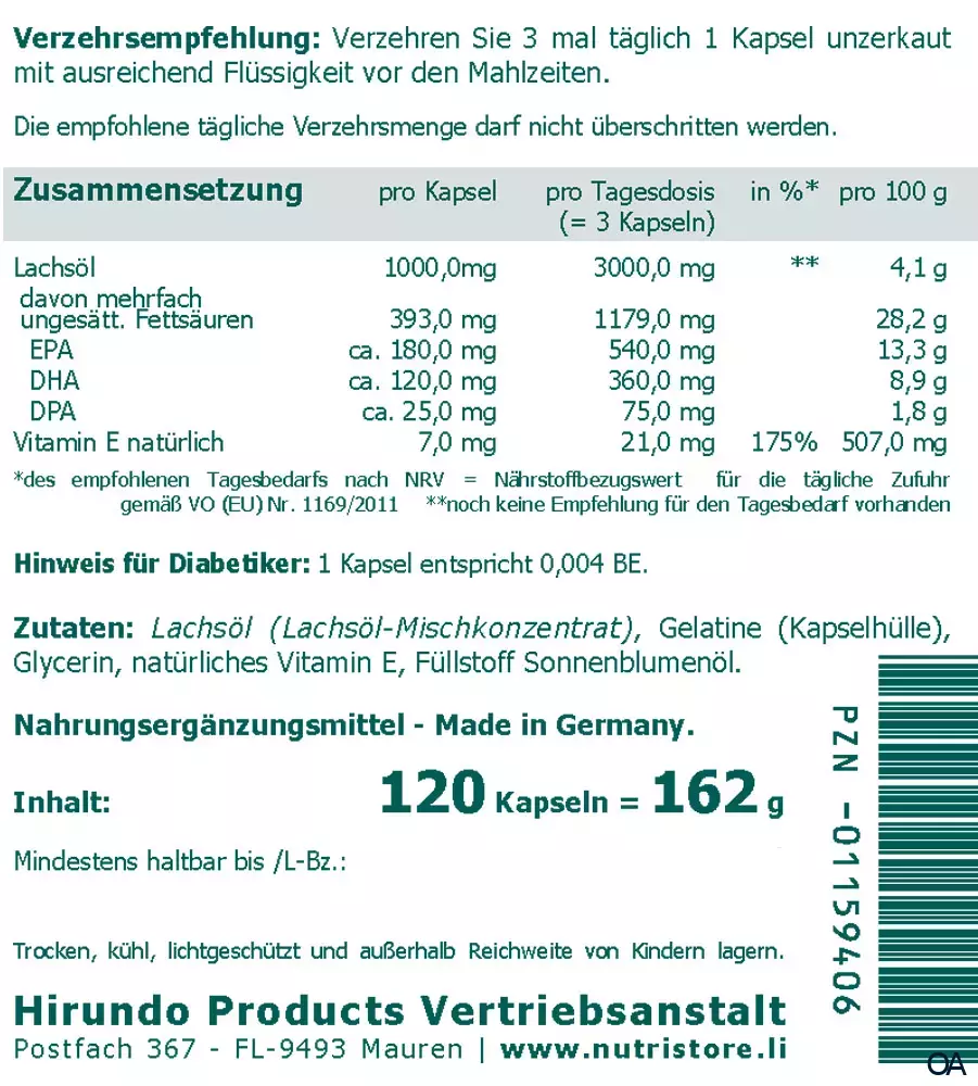 The Nutri Store Omega-3 Lachsöl 1000 mg Kapseln The Nutri Store Omega-3 Lachsöl 1000 mg Kapseln