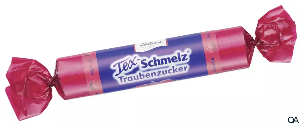 Tex-Schmelz Traubenzucker Kirsche, zuckerhaltig, Rolle Tex-Schmelz Traubenzucker Kirsche, zuckerhaltig, Rolle