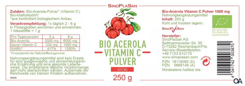 SinoPlaSan BIO Acerola Vitamin C Pulver SinoPlaSan BIO Acerola Vitamin C Pulver
