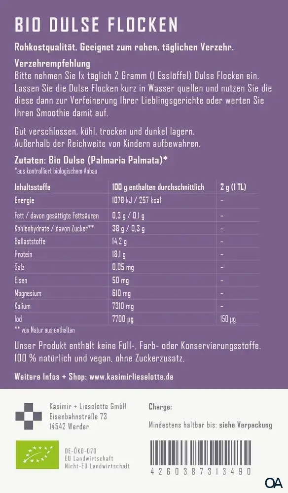 Kasimir + Lieselotte Bio Dulse Flocken