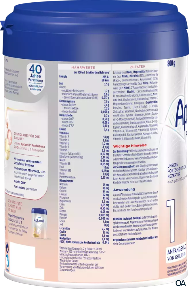 Aptamil Profutura Duoadvance 1 Anfangsmilch Pulver Aptamil Profutura Duoadvance 1 Anfangsmilch Pulver