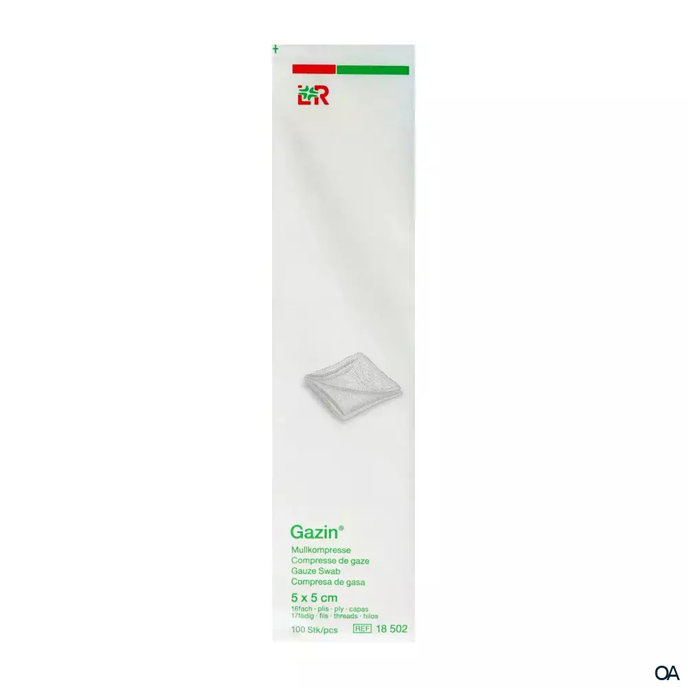 Gazin® Mullkompressen unsteril, 17-fädig, 16-fach, 5 x 5 cm