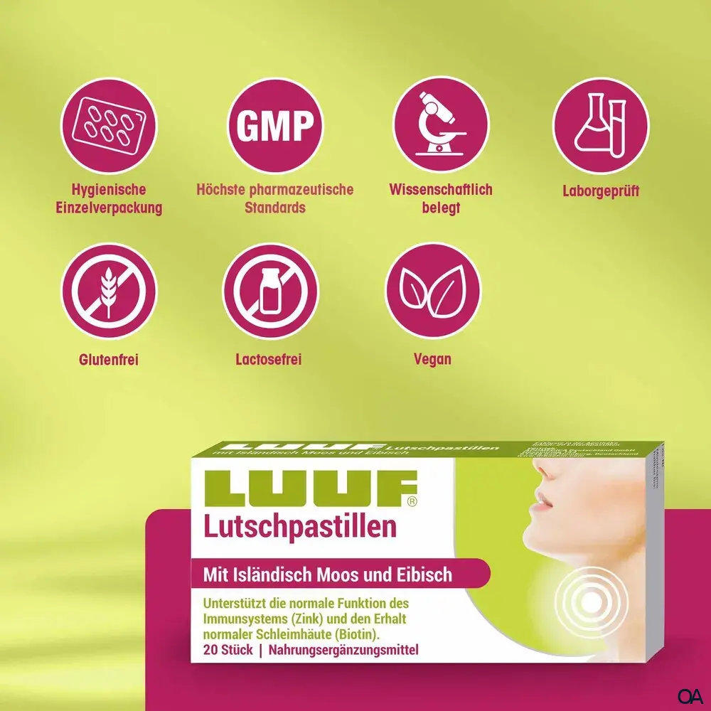 LUUF® Halspastillen mit Isländisch Moos und Eibisch